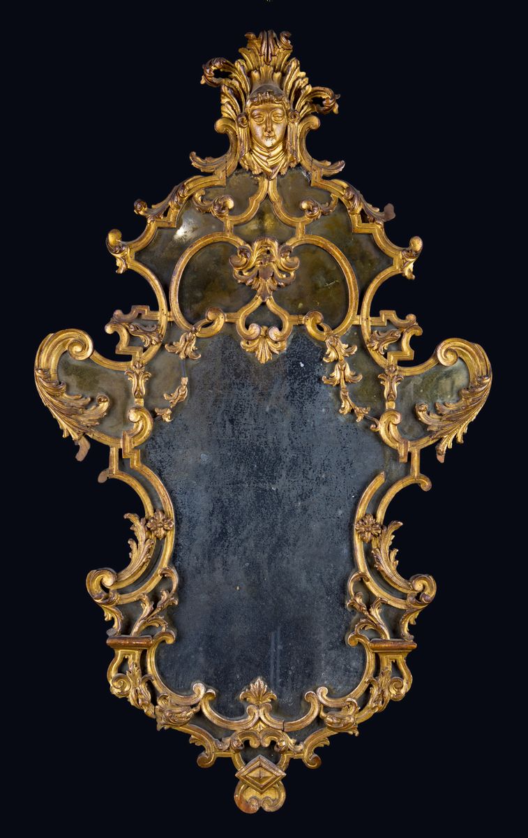 Coppia di Specchiere in Legno Dorato, XVIII Secolo