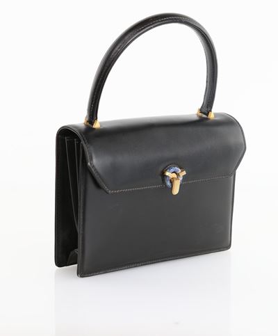 Gucci, Borsa in Pelle Nera e Pietra Dura sulla Chiusura