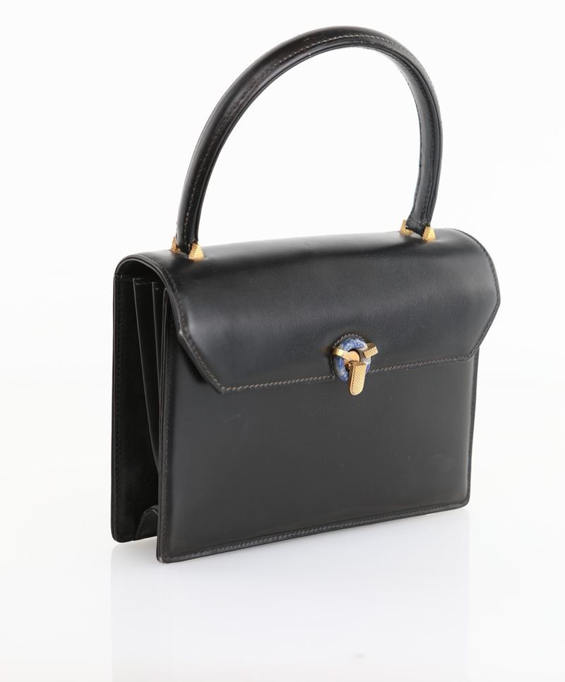 Gucci, Borsa in Pelle Nera e Pietra Dura sulla Chiusura