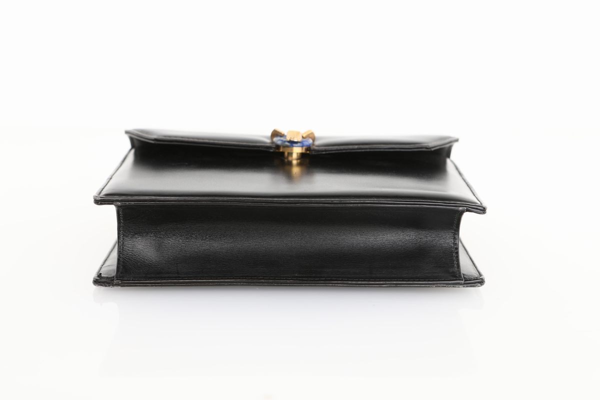 Gucci, Borsa in Pelle Nera e Pietra Dura sulla Chiusura
