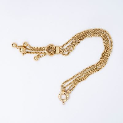 Lunga Collana a Maglia con Cuore Centrale