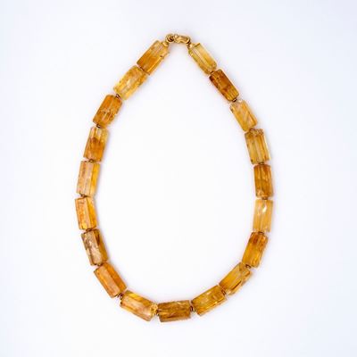 Collana con Barilotti Ottagonali di Quarzi Citrini, Anni '70