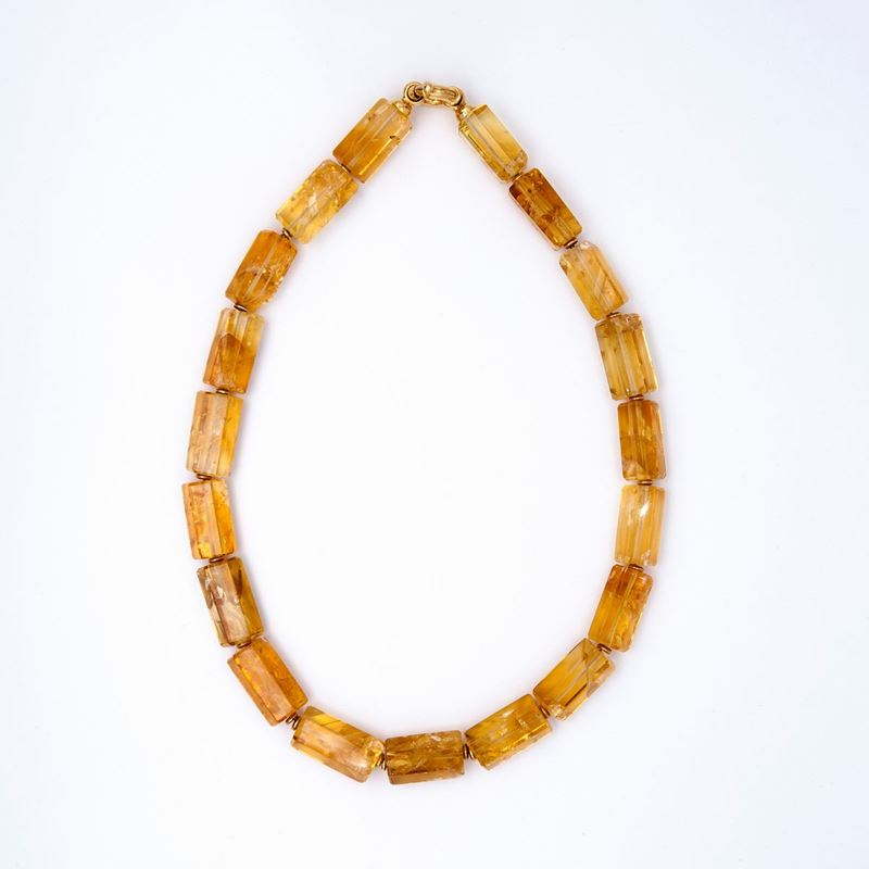 Collana con Barilotti Ottagonali di Quarzi Citrini, Anni '70