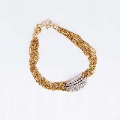 Bracciale in Oro a Fili con Brillanti Centrali