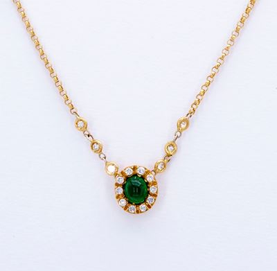 Balestra, Pendente con Smeraldo Colombiano Cabochon e Brillanti
