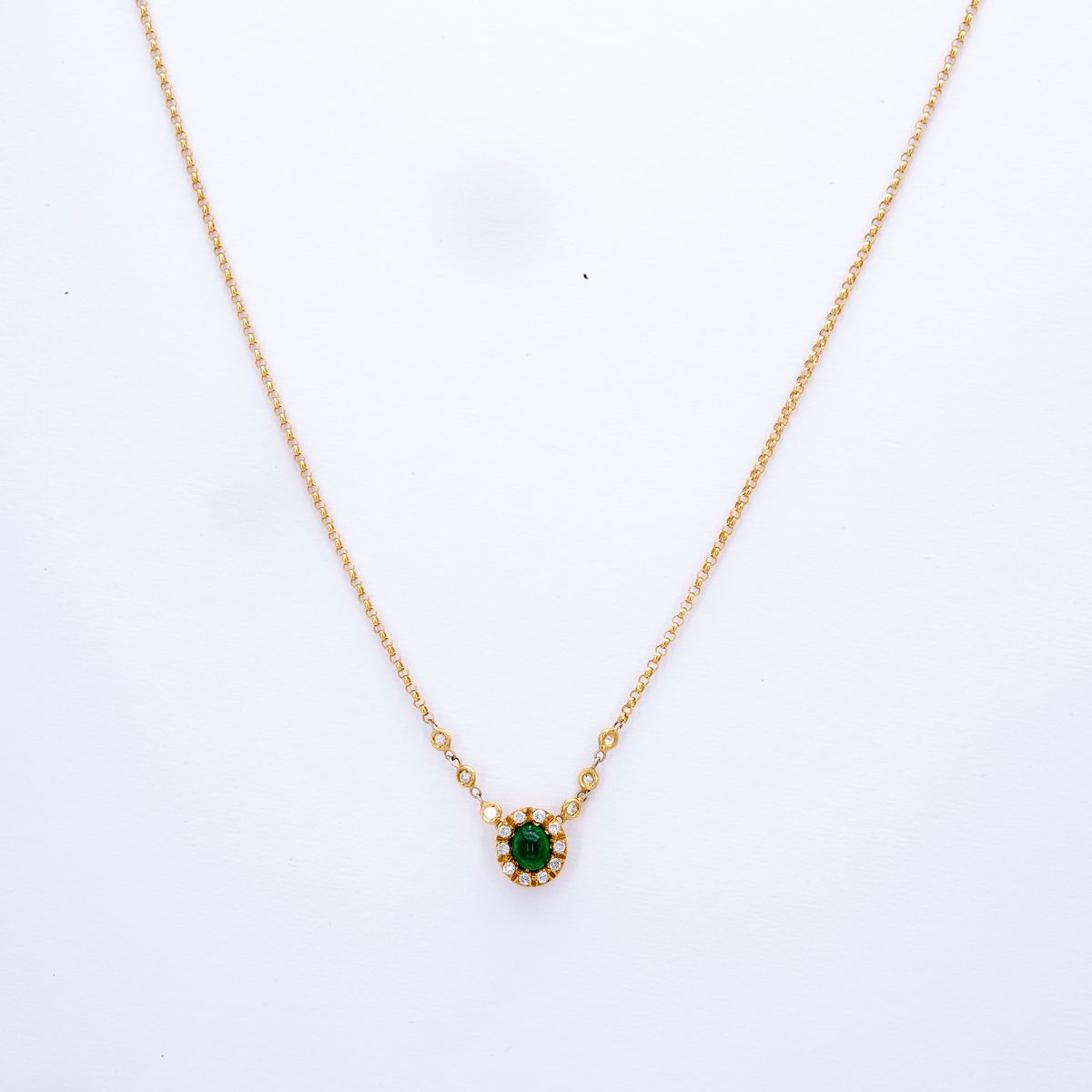 Balestra, Pendente con Smeraldo Colombiano Cabochon e Brillanti