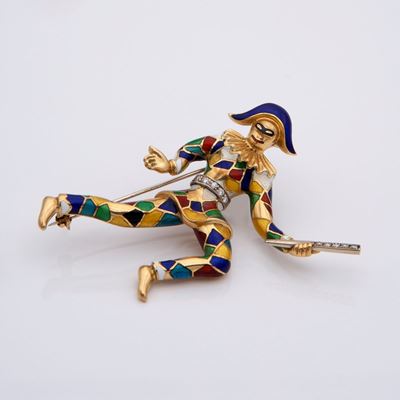 Spilla Arlecchino con Smalti e Brillanti
