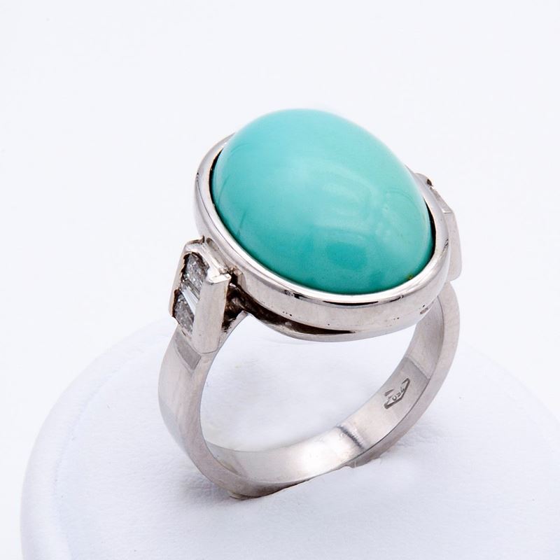 Anello con Spola di Turchese e Bag Laterali