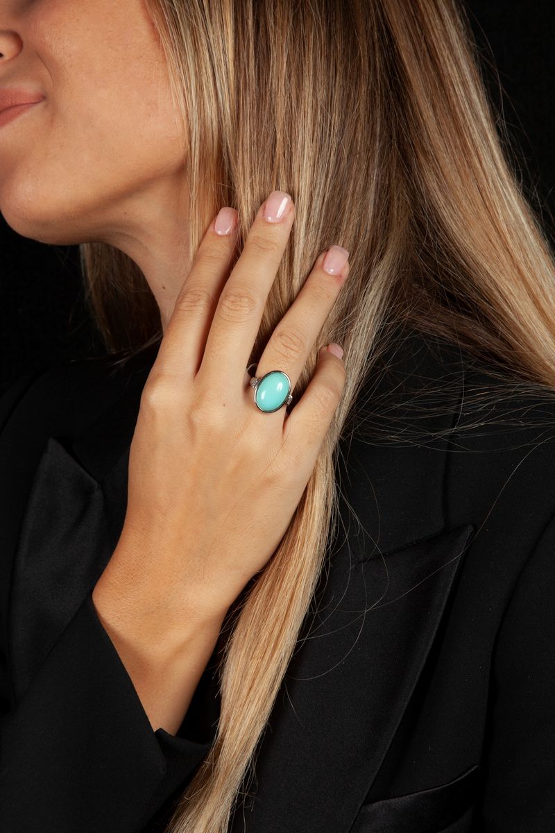 Anello con Spola di Turchese e Bag Laterali