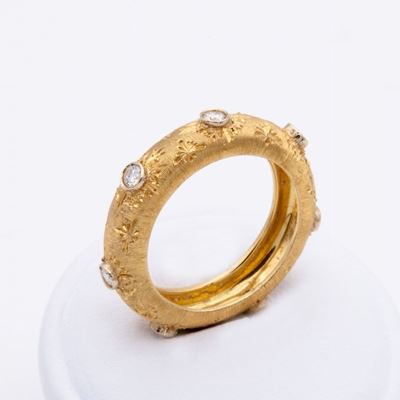 Anello a Fascia Tipo Buccellati con Brillanti