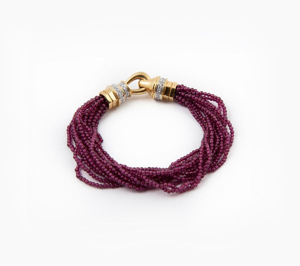 Bracciale in rubellite oro e brillanti
