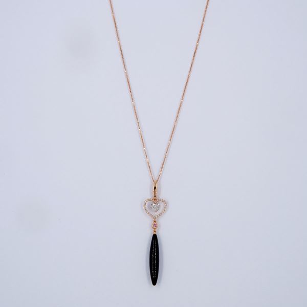 Pendente con goccia di onice e brillanti