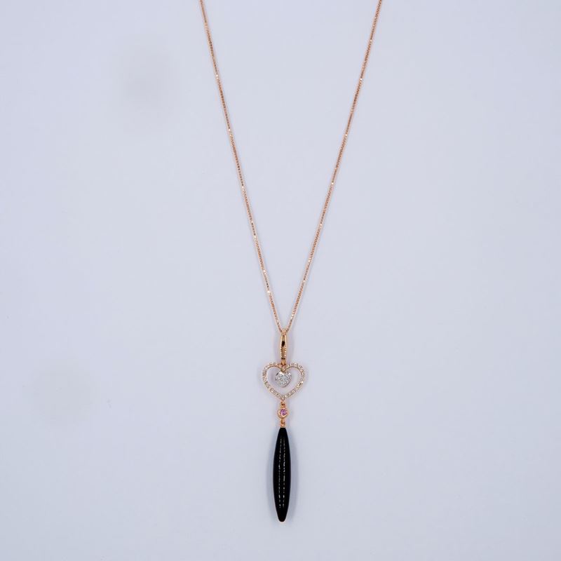 Pendente con Goccia di Onice e Brillanti