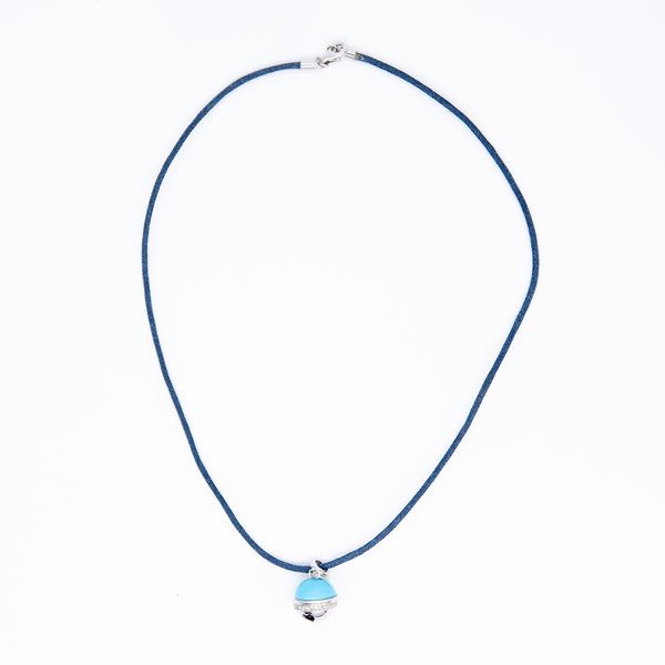 Pendente con sfera di turchese e brillanti