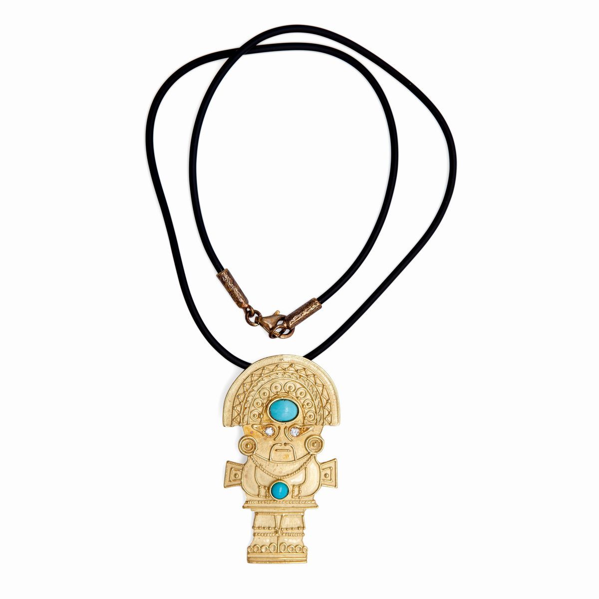 Pendente in Oro con Turchesi e Brillanti