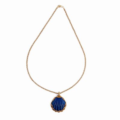 Collana in Oro Giallo con Pendente in Oro e Lapislazzuli