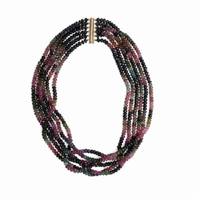 Collana a Sei Fili di Tormaline Multicolor