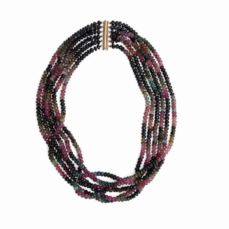 Collana a Sei Fili di Tormaline Multicolor