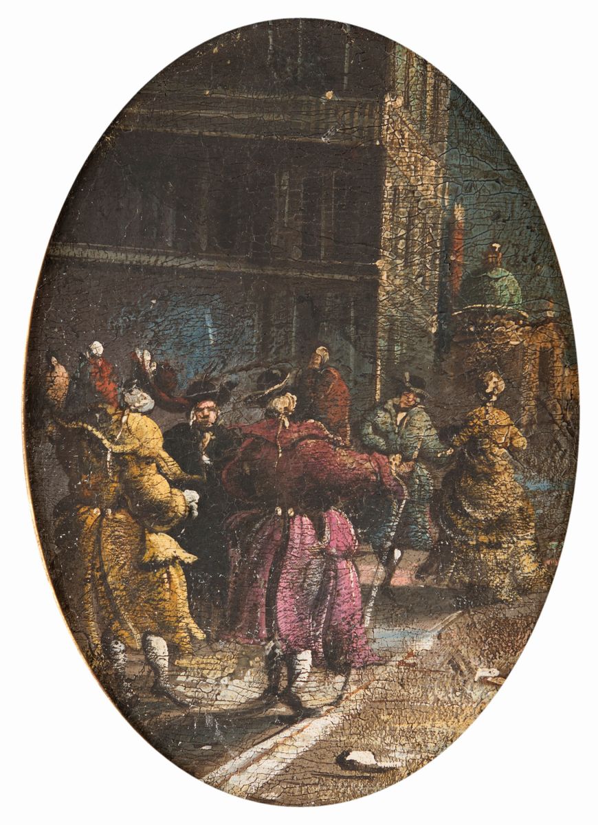 Scuola Veneziana del XVIII Secolo - Scorci Veneziani con Figure