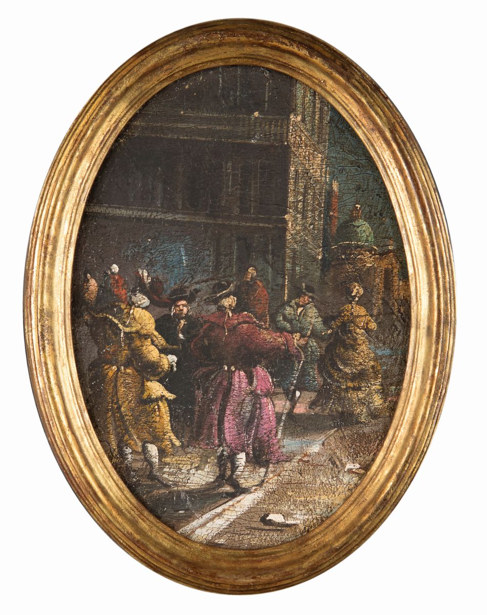Scuola Veneziana del XVIII Secolo - Scorci Veneziani con Figure
