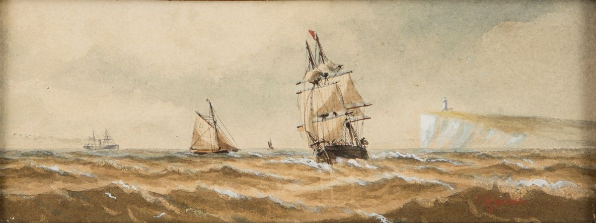 Pittore degli Inizi del XX Secolo - Marine Britanniche con Imbarcazioni