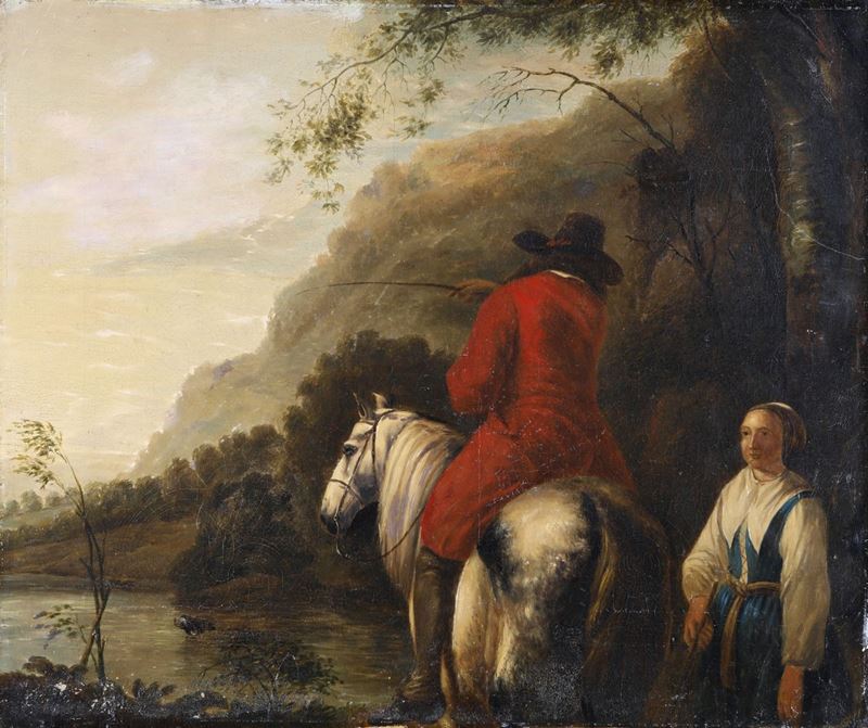 Albert Jacobszoon Cuyp - Paesaggio Fluviale con Cavaliere e Contadina