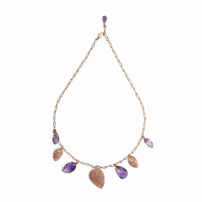 Collana in Oro con Ametiste a Goccia Sfaccettate