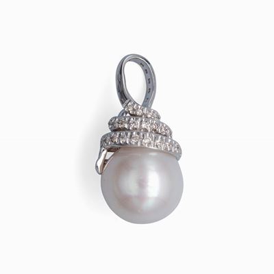 Pendente in Oro, Perla Australiana e Brillanti