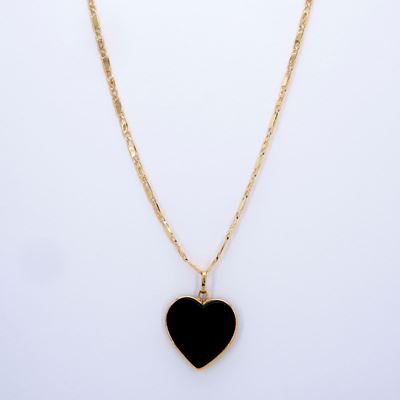 Pendente con Cuore in Onice e Catena in Oro