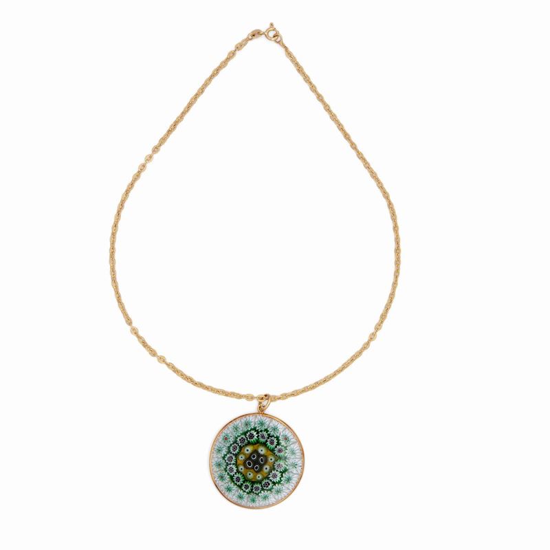 Pendente con Catena in Oro e Murrine