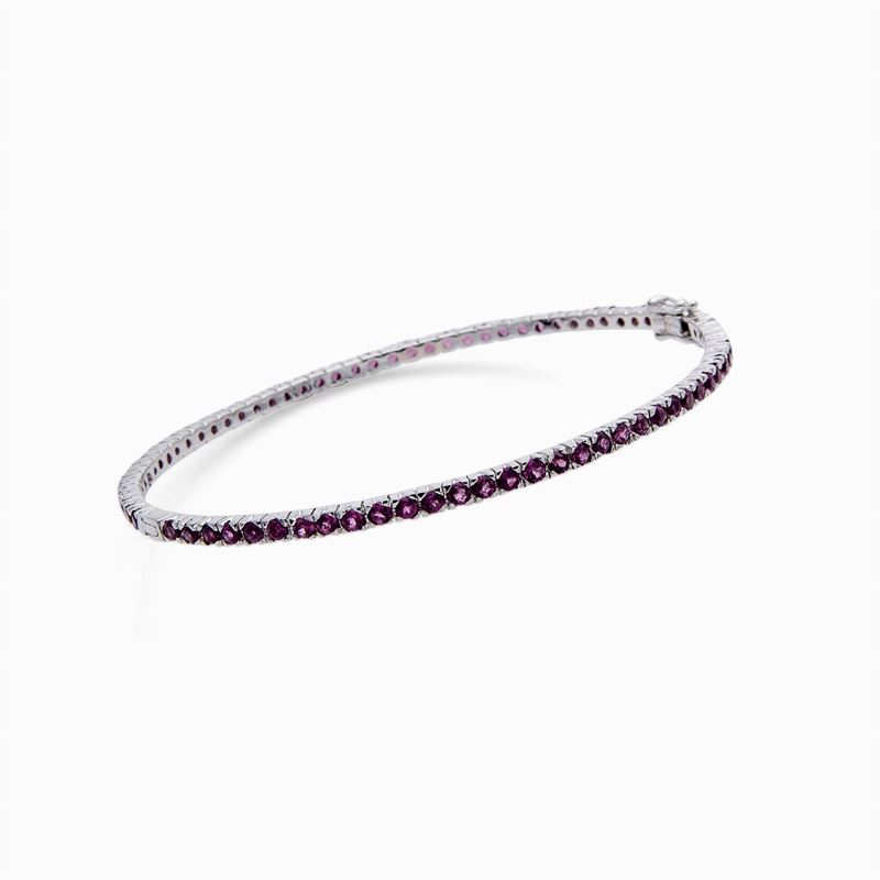 Bracciale Rigido in Oro Bianco con Ametiste