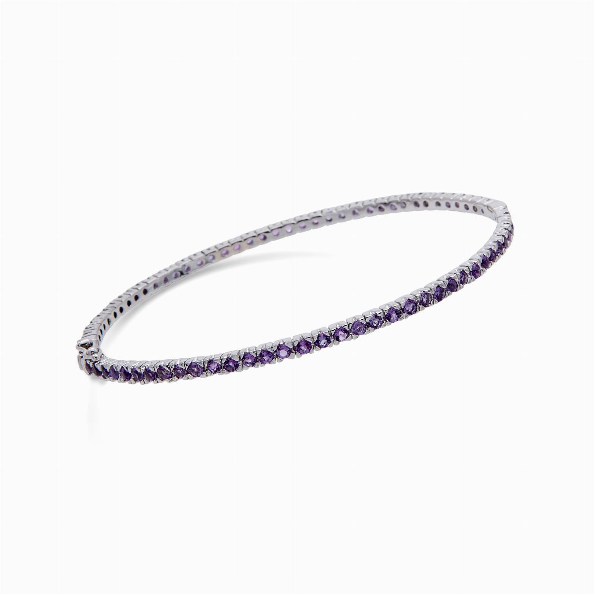 Bracciale Rigido in Oro Bianco con Ametiste