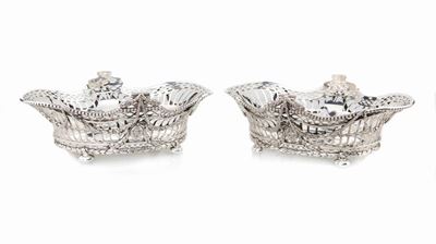 Coppia di Cestini in Argento 925, Londra 1901, Argentieri Comyns e Sons