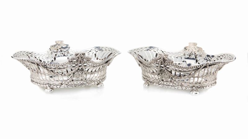 Coppia di Cestini in Argento 925, Londra 1901, Argentieri Comyns e Sons