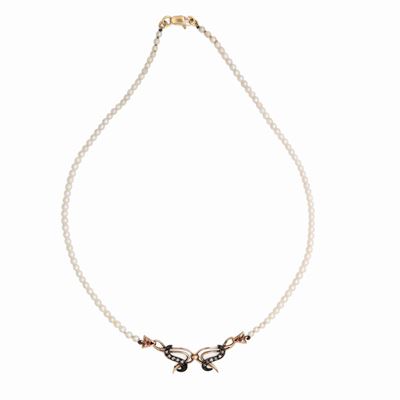 Collana in Oro, Argento, Diamanti e Perle