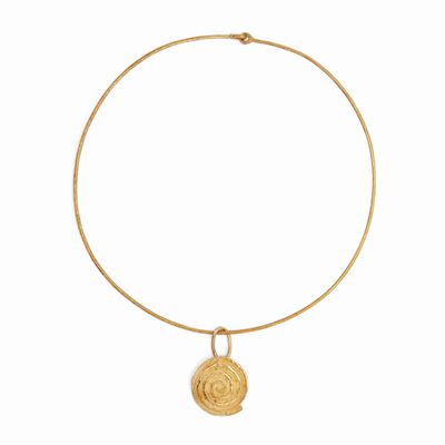 Collana Rigida in Oro Giallo con Pendente in Oro Giallo