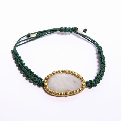 Bracciale in Tessuto e Pietra Dura Centrale