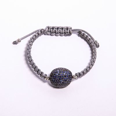 Bracciale in Tessuto Grigio e Pietre Blu sulla Pepita Centrale