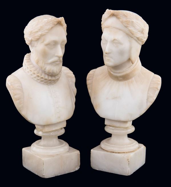 Due piccoli busti in alabastro, XIX secolo  - Asta Antiquariato, Dipinti Antichi e del XIX Secolo - Casa d'Aste Arcadia