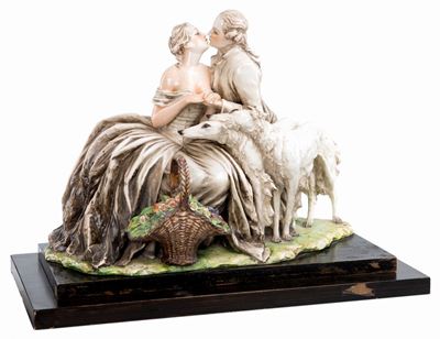 Grande Gruppo in Ceramica Policroma, Anni Trenta