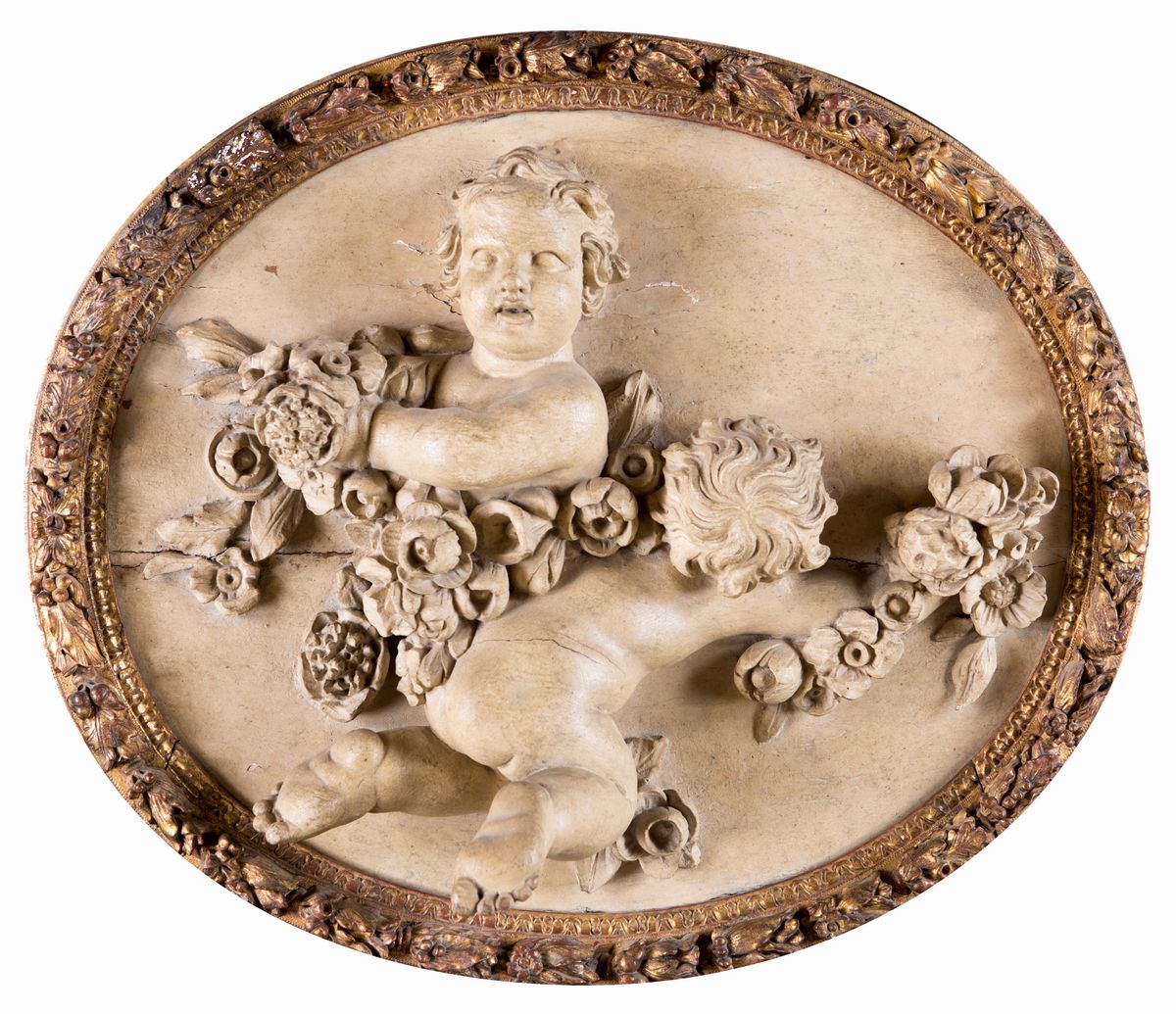 Coppia di Altorilievi Ovali in Legno Scolpito, Francia, XVIII Secolo