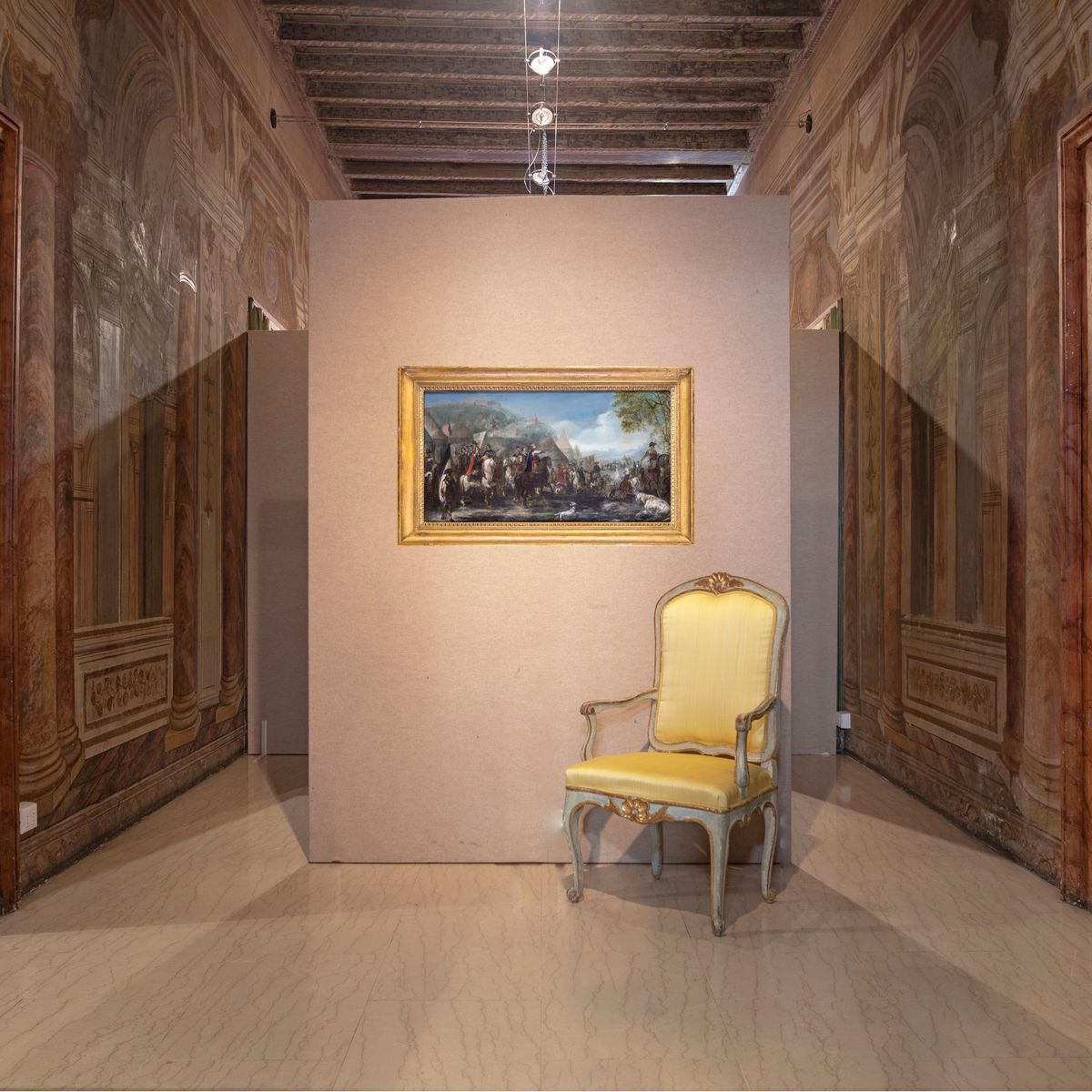 Scuola Francese del XVII Secolo - Scena con Accampamento Militare