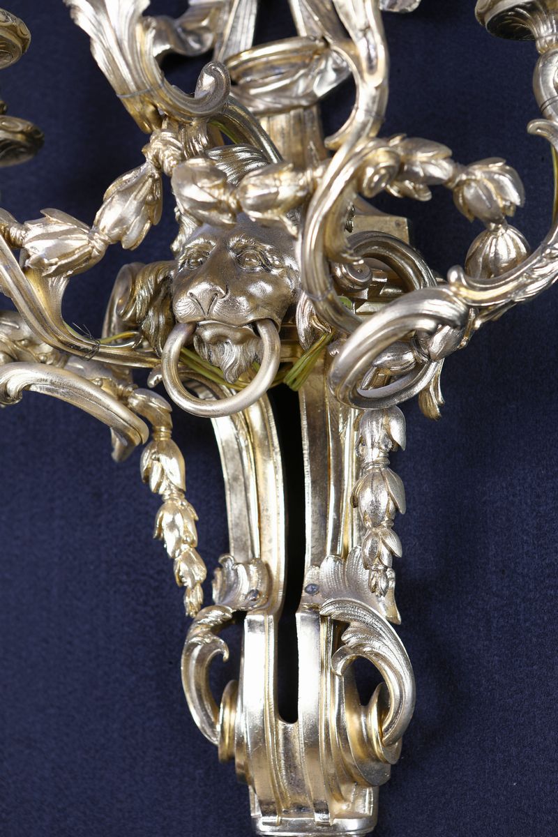 Coppia di Appliques in Bronzo Dorato, XIX Secolo