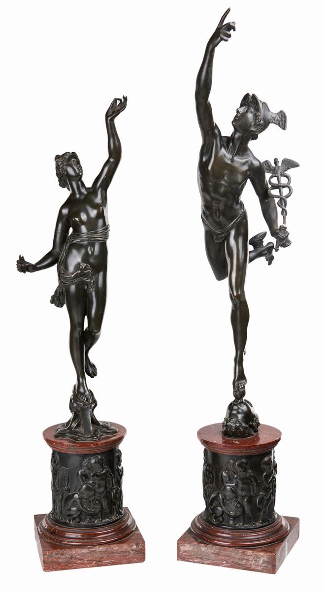 Coppia di Sculture in Bronzo Brunito, Prima Metà del XIX Secolo