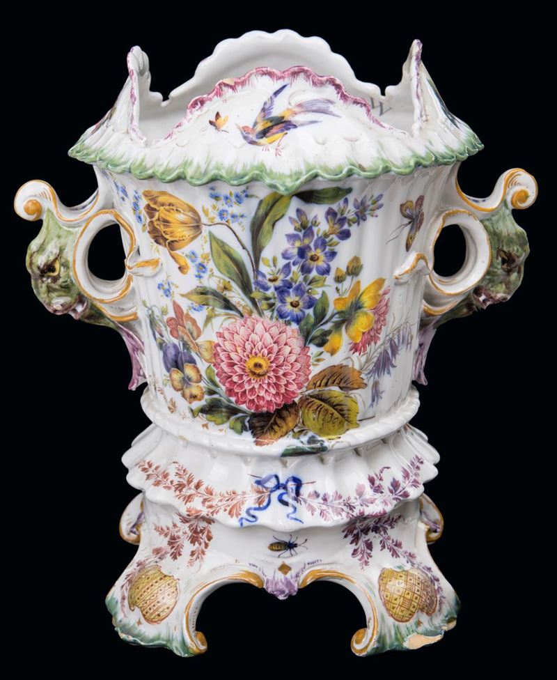 Fioriera in Maiolica, Giovan Battista Viero, Bassano, XIX Secolo