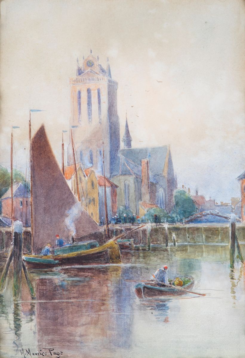 Henry Maurice Page - A) Veduta del Mercato delle Erbe B) Veduta del Fiume Zwin