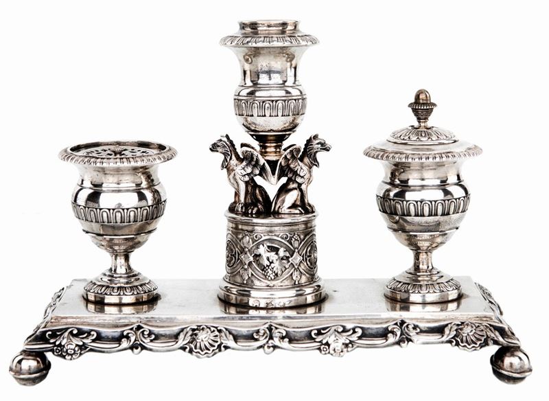 Calamaio in Argento 800, Milano, Entro il 1820, Argentiere Francesco Liverti