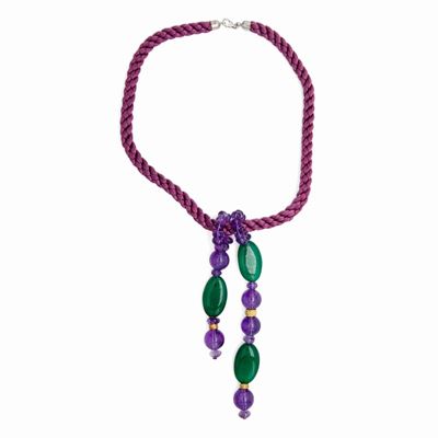 Collana in Ametista, Agata Verde e Chiusura in Oro.