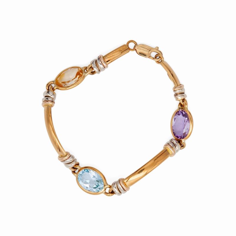 Bracciale in Oro, Topazi e Ametista