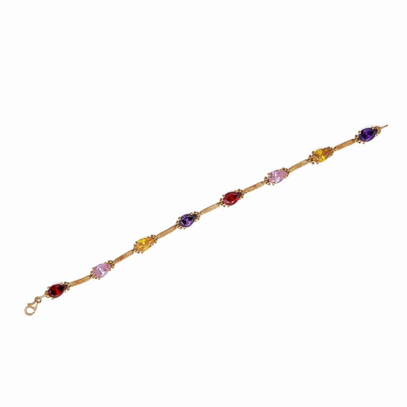 Bracciale in Oro Ametiste, Tormaline e Quarzi